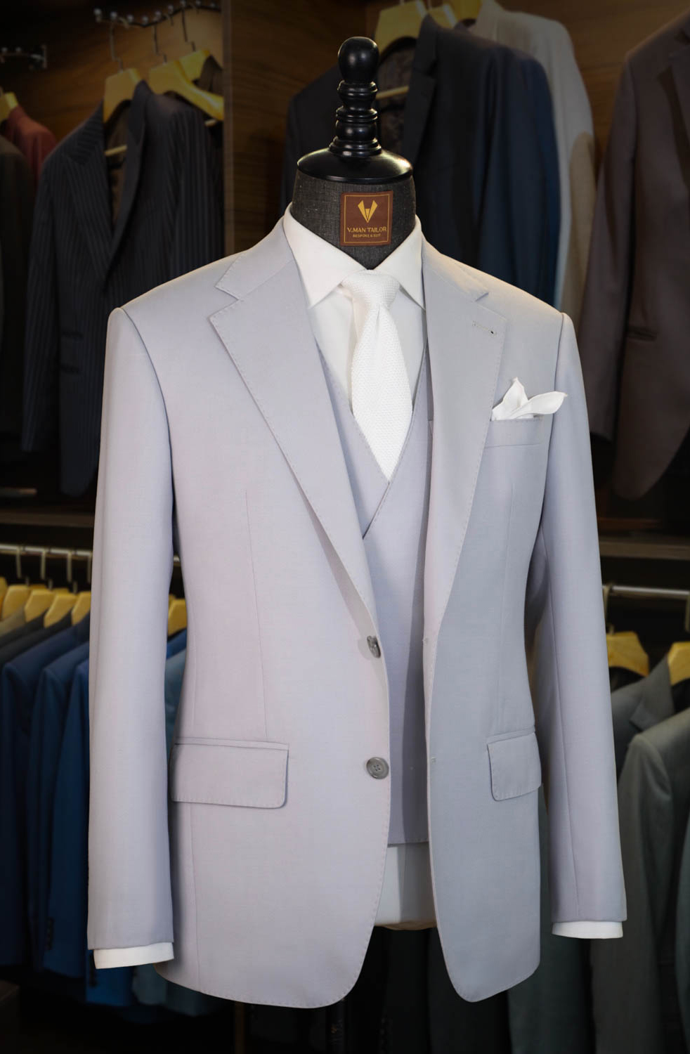 3-Piece Light Gray Suit