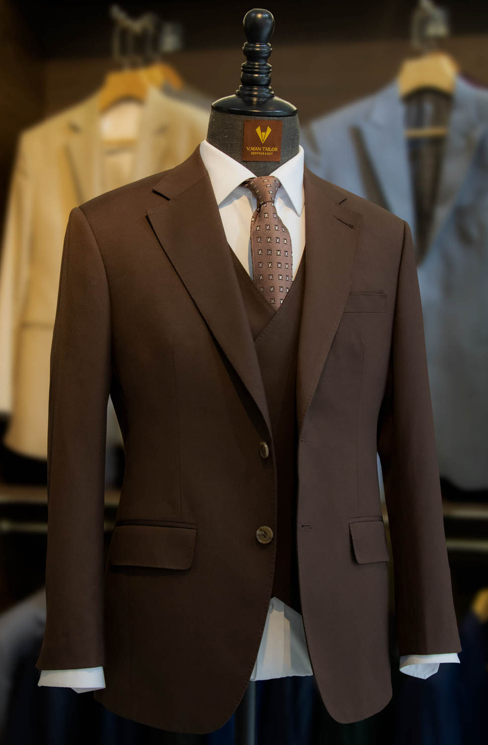 3-Piece Chocolate Brown Suit