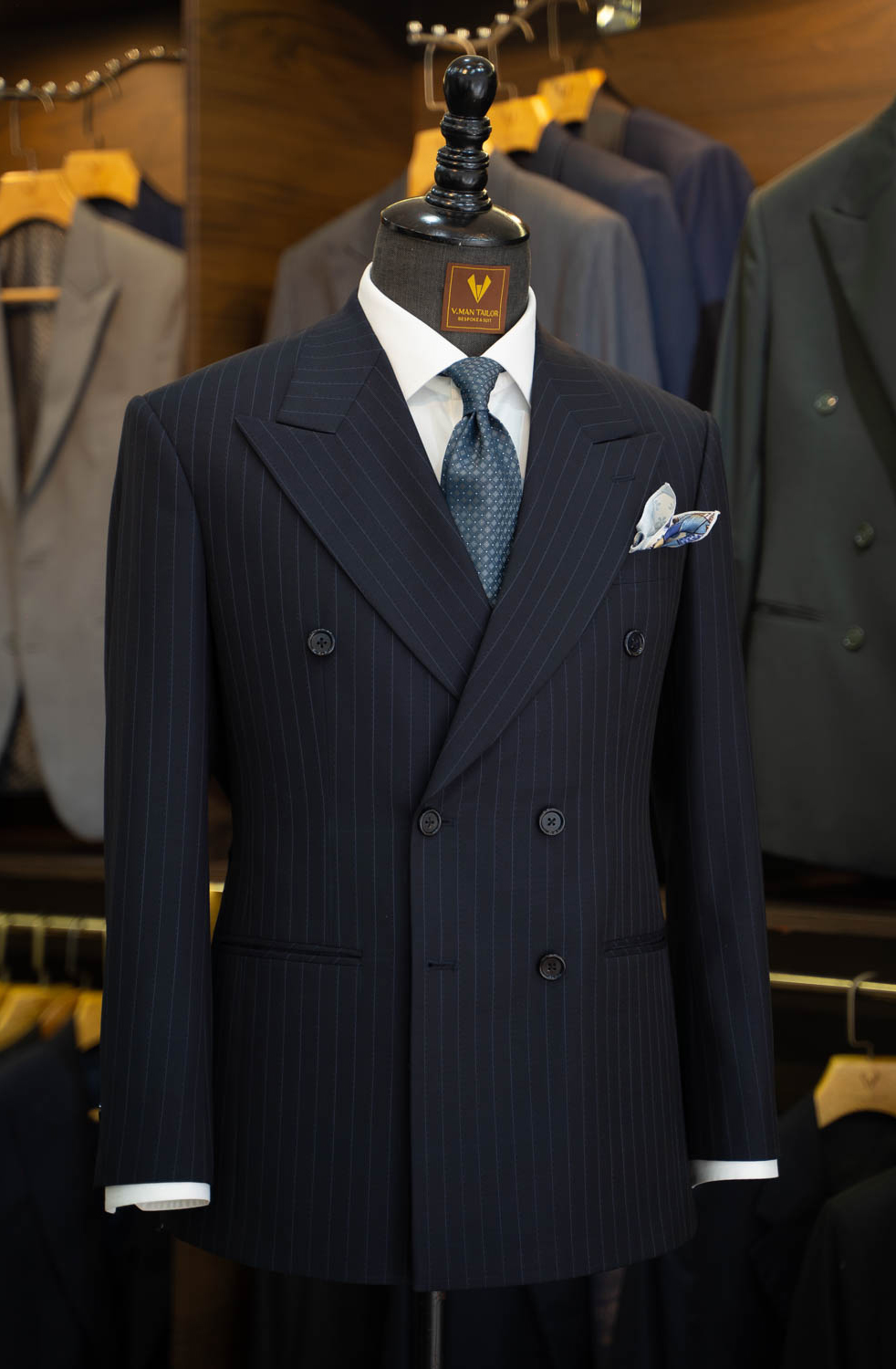 Navy Stripe Double-Breasted Suit