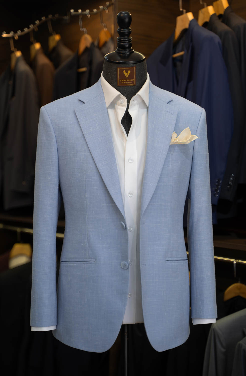 2-Piece Light Blue Linen Suit