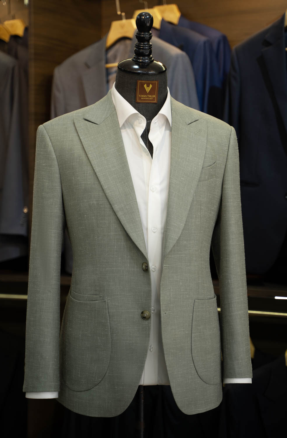 2-Piece Moss Green Linen Suit