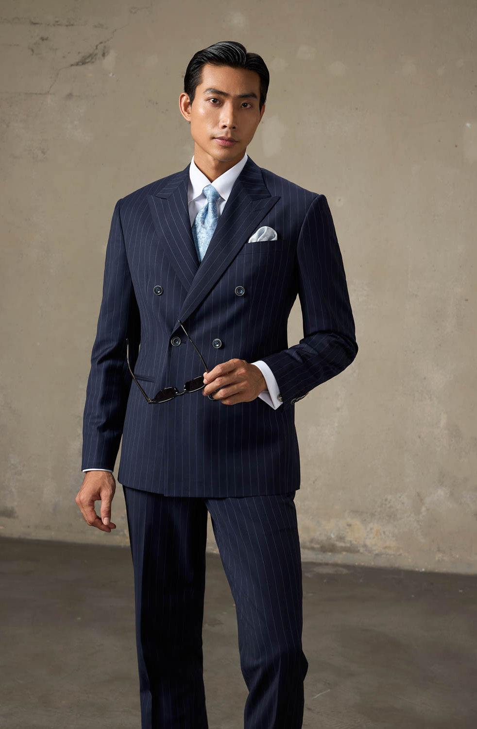 LOOK 8 | Navy Stripe Double-Breasted Suit