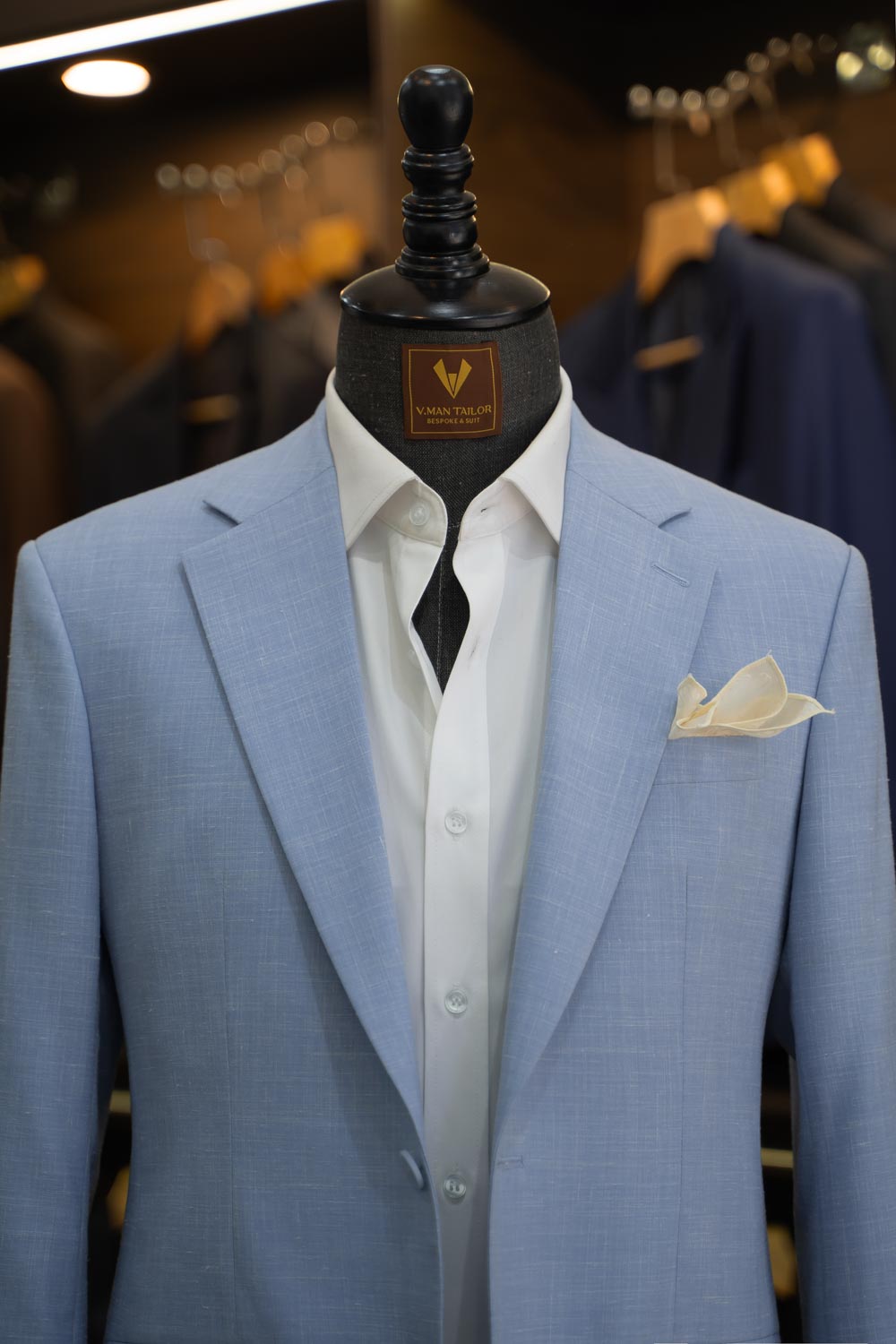 2-Piece Light Blue Linen Suit