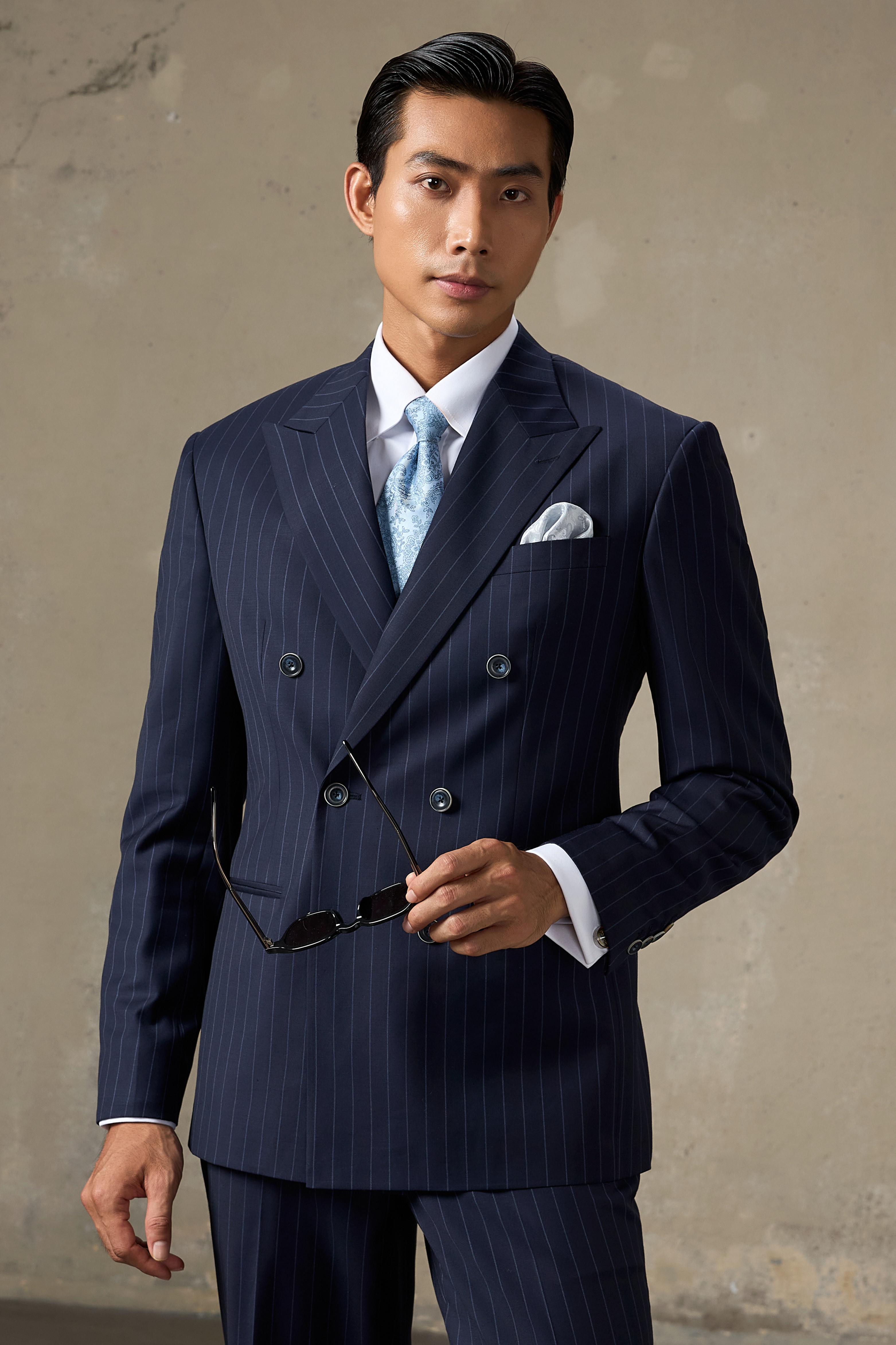 LOOK 8 | Navy Stripe Double-Breasted Suit