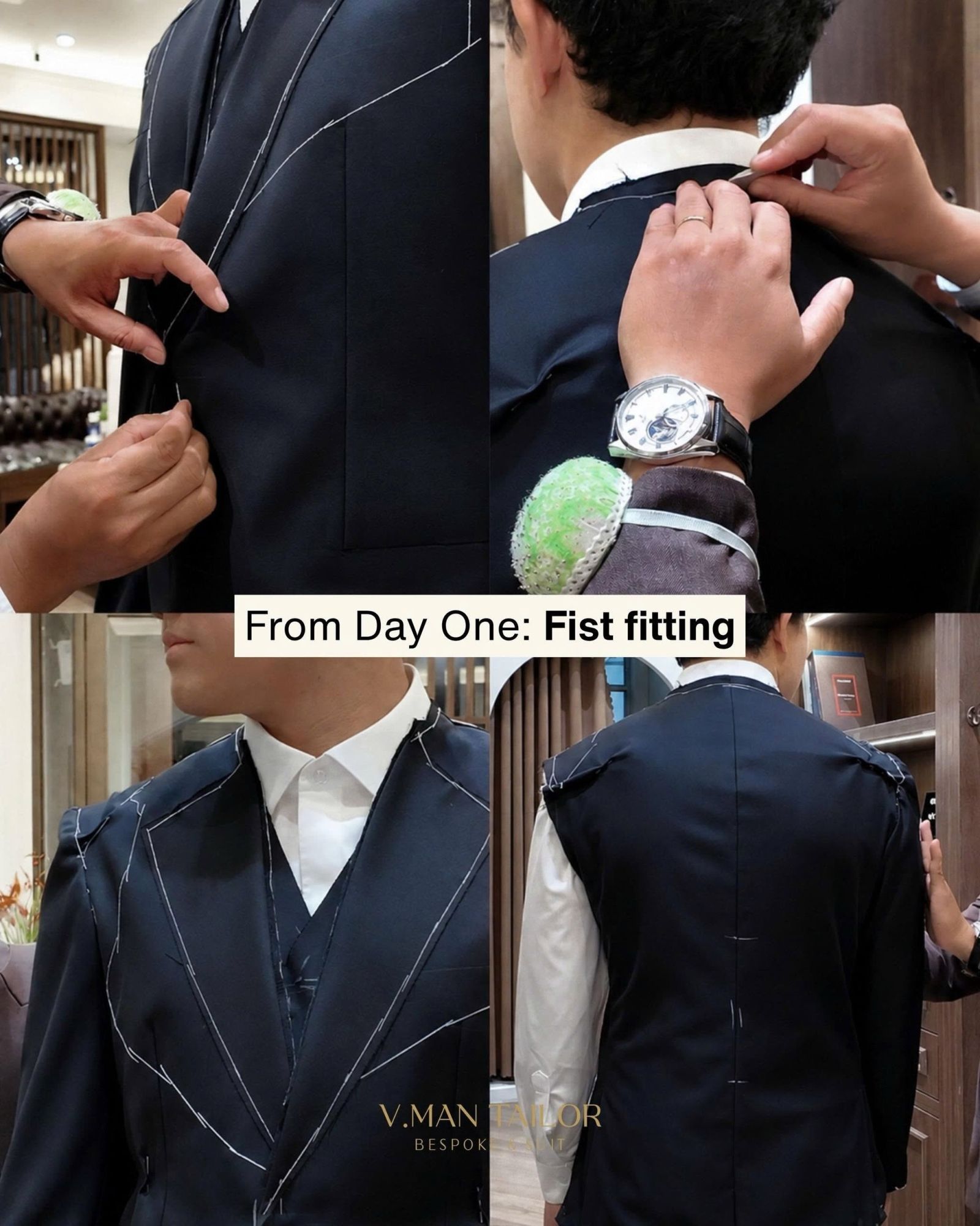 45-Minute In-Person Bespoke Fitting in Ho Chi Minh City: Try on your basted garment and receive precise, real-time adjustments to the chest, shoulders, and waist for a balanced fit and natural drape.